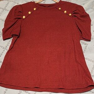 Fall Burgundy/Red Top with Gold Button Details